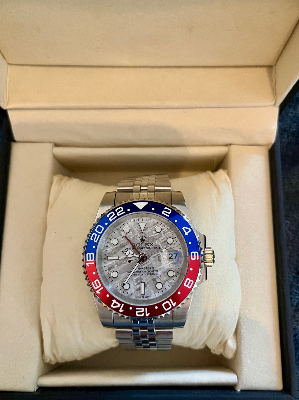 Rolex GmtMaster Ii Pepsi With Meteorite Dial  Jubilee Bracelet  Recertified